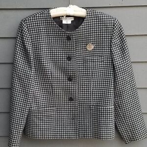 Vintage J Tiktiner Checked Skirt Suit Made In Nice France Size 12